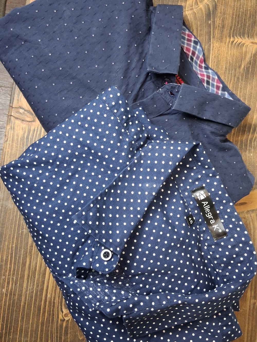 Men's Navy Polka Dot Button-Up Shirt Bundle